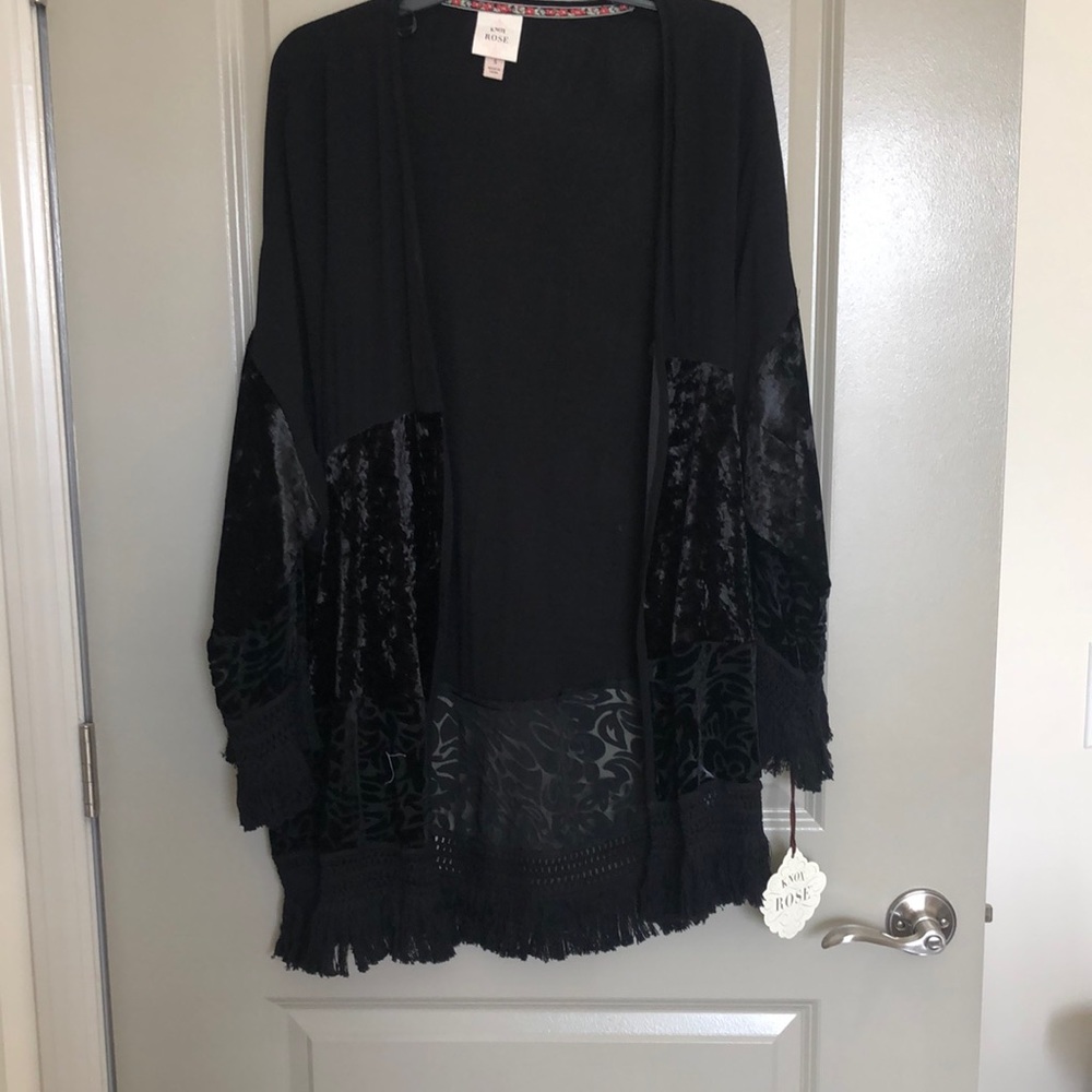 Knox Rose black Kimono. New. Burn out suede. Size small
